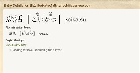 koikatsu meaning|Definition of 恋活 .